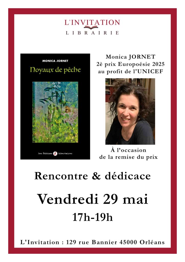 Rencontre Monica Jornet 2 prix EUROPOESIE à la librairie L'invitation ORLEANS