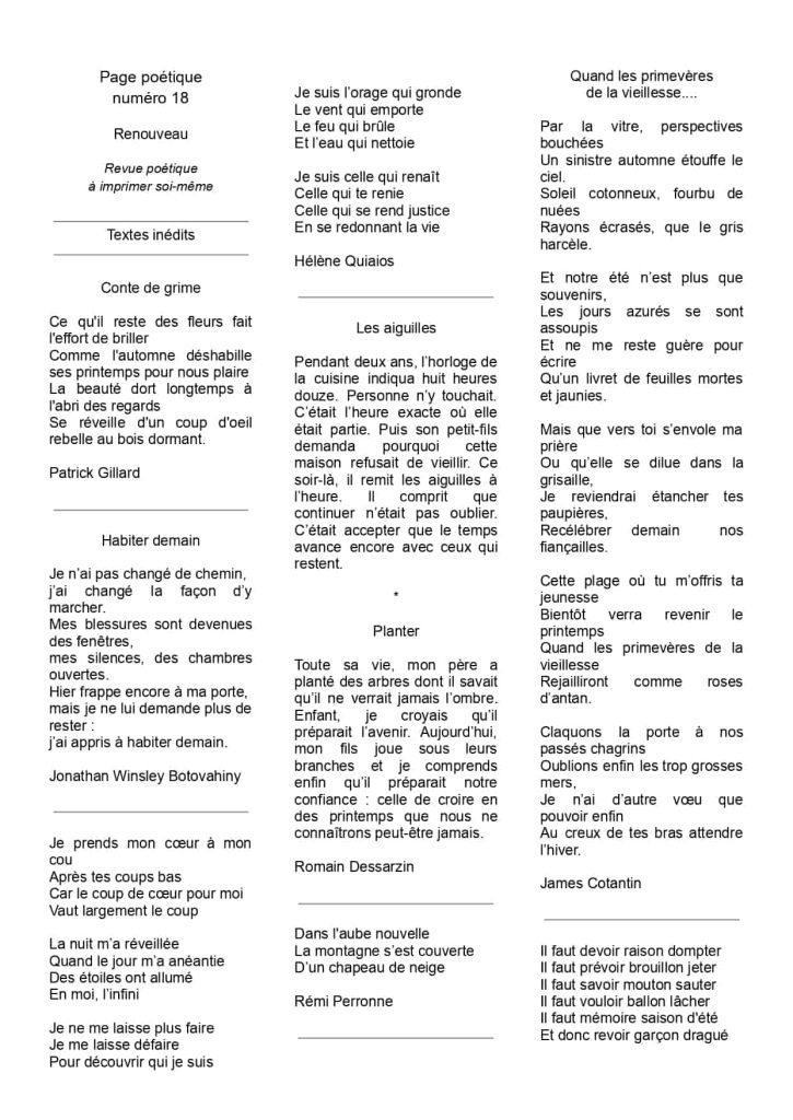 Page poetique 18 Recto